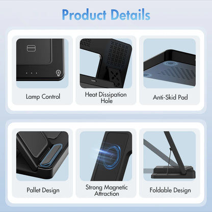 Charging Station,Wirelss Charger,Magnetic Charging Station Compatible with Iphone 17 16 15 14 13 12 11 Pro Max XS Xr,For Iwatch Series 9 8 7 6 5 4 3 2 Se,For Airpods 3 2 Pro,Black,No Adapter